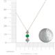 4 - Kesha (4.2mm) Round Emerald and Diamond Graduated Three Stone Drop Pendant 