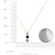 4 - Kesha (3.4mm) Round Blue Sapphire and Lab Grown Diamond Graduated Three Stone Drop Pendant 