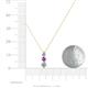 4 - Kesha (3.4mm) Round Amethyst and Lab Grown Diamond Graduated Three Stone Drop Pendant 