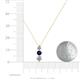 4 - Kesha (4mm) Round Blue Sapphire and Diamond Graduated Three Stone Drop Pendant 
