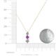 4 - Kesha (4mm) Round Amethyst and Diamond Graduated Three Stone Drop Pendant 