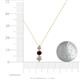 4 - Kesha (4mm) Round Red Garnet and Diamond Graduated Three Stone Drop Pendant 