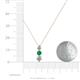 4 - Kesha (4mm) Round Emerald and Diamond Graduated Three Stone Drop Pendant 