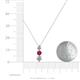 4 - Kesha (4mm) Round Ruby and Diamond Graduated Three Stone Drop Pendant 