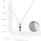 4 - Kesha (4mm) Round Amethyst and Diamond Graduated Three Stone Drop Pendant 