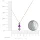 4 - Kesha (4mm) Round Amethyst and Diamond Graduated Three Stone Drop Pendant 