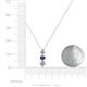4 - Kesha (4mm) Round Iolite and Diamond Graduated Three Stone Drop Pendant 