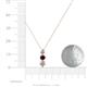 4 - Kesha (4mm) Round Red Garnet and Diamond Graduated Three Stone Drop Pendant 