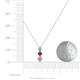 4 - Kesha (3.4mm) Round Ruby and Diamond Graduated Three Stone Drop Pendant 