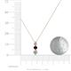 4 - Kesha (3.4mm) Round Red Garnet and Diamond Graduated Three Stone Drop Pendant 