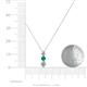 4 - Kesha (3.4mm) Round Emerald and Diamond Graduated Three Stone Drop Pendant 