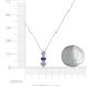4 - Kesha (3.4mm) Round Iolite and Diamond Graduated Three Stone Drop Pendant 