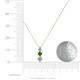 4 - Kesha (3.4mm) Round Green Garnet and Diamond Graduated Three Stone Drop Pendant 