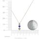 4 - Kesha (3.4mm) Round Iolite and Diamond Graduated Three Stone Drop Pendant 
