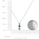 4 - Kesha (3.4mm) Round Emerald and Diamond Graduated Three Stone Drop Pendant 