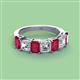 3 - Aria Emerald Cut Ruby and Asscher Cut Diamond 7 Stone Wedding  Band 