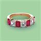 3 - Aria Emerald Cut Ruby and Asscher Cut Diamond 7 Stone Wedding  Band 