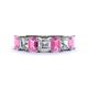1 - Aria Emerald Cut Pink Sapphire and Asscher Cut Diamond 7 Stone Wedding  Band 