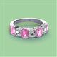 3 - Aria Emerald Cut Pink Sapphire and Asscher Cut Diamond 7 Stone Wedding  Band 