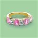 3 - Aria Emerald Cut Pink Sapphire and Asscher Cut Diamond 7 Stone Wedding  Band 