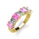 4 - Aria Emerald Cut Pink Sapphire and Asscher Cut Diamond 7 Stone Wedding  Band 
