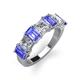4 - Aria Emerald Cut Tanzanite and Asscher Cut Diamond 7 Stone Wedding  Band 