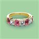 3 - Aria Emerald Cut Pink Tourmaline and Asscher Cut Diamond 7 Stone Wedding  Band 