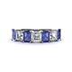 1 - Aria Emerald Cut Iolite and Asscher Cut Diamond 7 Stone Wedding  Band 