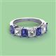 3 - Aria Emerald Cut Iolite and Asscher Cut Diamond 7 Stone Wedding  Band 