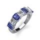 4 - Aria Emerald Cut Iolite and Asscher Cut Diamond 7 Stone Wedding  Band 