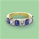 3 - Aria Emerald Cut Iolite and Asscher Cut Diamond 7 Stone Wedding  Band 