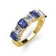 4 - Aria Emerald Cut Iolite and Asscher Cut Diamond 7 Stone Wedding  Band 