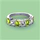 3 - Aria Emerald Cut Peridot and Asscher Cut Diamond 7 Stone Wedding  Band 