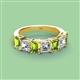 3 - Aria Emerald Cut Peridot and Asscher Cut Diamond 7 Stone Wedding  Band 