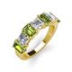 4 - Aria Emerald Cut Peridot and Asscher Cut Diamond 7 Stone Wedding  Band 