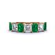1 - Aria Emerald Cut Emerald and Asscher Cut Diamond 7 Stone Wedding  Band 