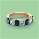 3 - Aria Emerald Cut London Blue Topaz and Asscher Cut Diamond 7 Stone Wedding  Band 
