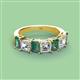 3 - Aria Emerald Cut Lab Created Alexandrite and Asscher Cut Diamond 7 Stone Wedding  Band 