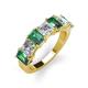 4 - Aria Emerald Cut Lab Created Alexandrite and Asscher Cut Diamond 7 Stone Wedding  Band 