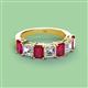3 - Aria Emerald Cut Ruby and Asscher Cut Diamond 7 Stone Wedding  Band 