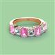 3 - Aria Emerald Cut Pink Sapphire and Asscher Cut Diamond 7 Stone Wedding  Band 