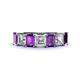 1 - Aria Emerald Cut Amethyst and Asscher Cut Diamond 7 Stone Wedding  Band 