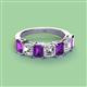 3 - Aria Emerald Cut Amethyst and Asscher Cut Diamond 7 Stone Wedding  Band 