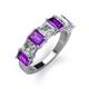 4 - Aria Emerald Cut Amethyst and Asscher Cut Diamond 7 Stone Wedding  Band 