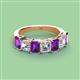 3 - Aria Emerald Cut Amethyst and Asscher Cut Diamond 7 Stone Wedding  Band 