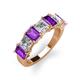 4 - Aria Emerald Cut Amethyst and Asscher Cut Diamond 7 Stone Wedding  Band 