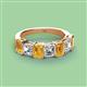 3 - Aria Emerald Cut Citrine and Asscher Cut Diamond 7 Stone Wedding  Band 