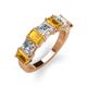 4 - Aria Emerald Cut Citrine and Asscher Cut Diamond 7 Stone Wedding  Band 