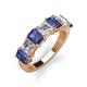 4 - Aria Emerald Cut Iolite and Asscher Cut Diamond 7 Stone Wedding  Band 