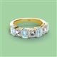 3 - Aria Emerald Cut Aquamarine and Asscher Cut Diamond 7 Stone Wedding  Band 